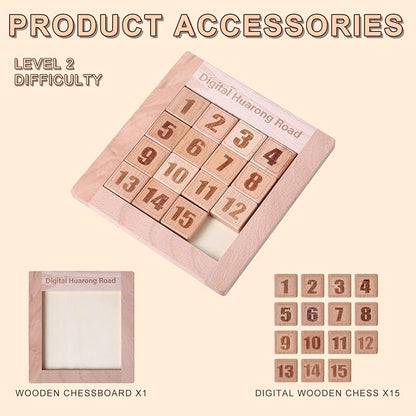 Wooden Number Sliding Puzzle，Brain Teasers Toy Tangram Slide Puzzle - Image 2