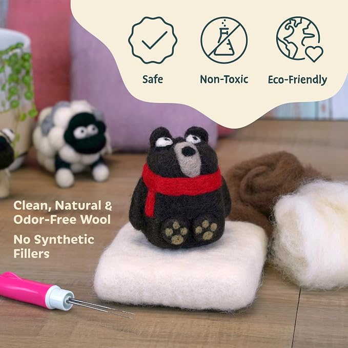 Woolbuddy Needle Felting Wool – 8oz Chunky Wool Roving in Brown, Felting Wool - Image 4