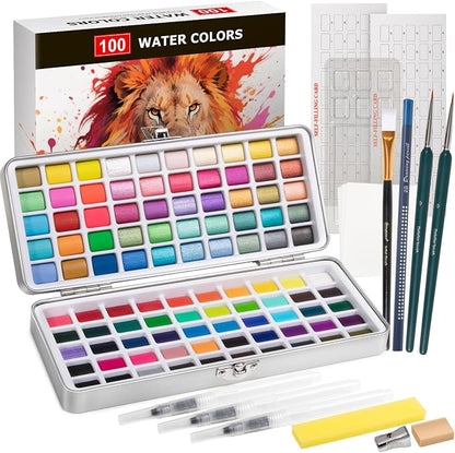 Watercolor Paint Set 100 Colors botkc Travel Water Colors kit by botkc