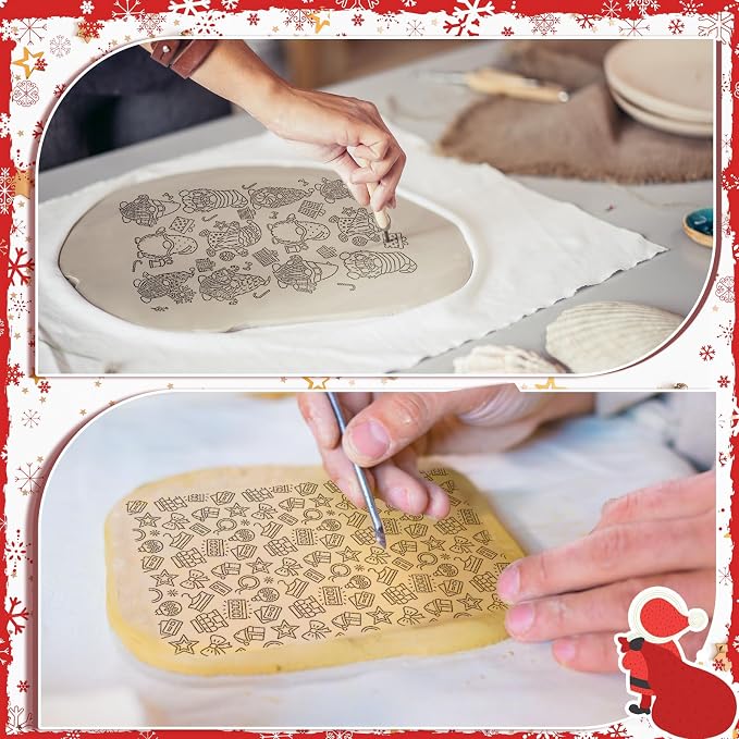 12 Pcs Christmas Polymer Clay Texture Sheets - Image 6