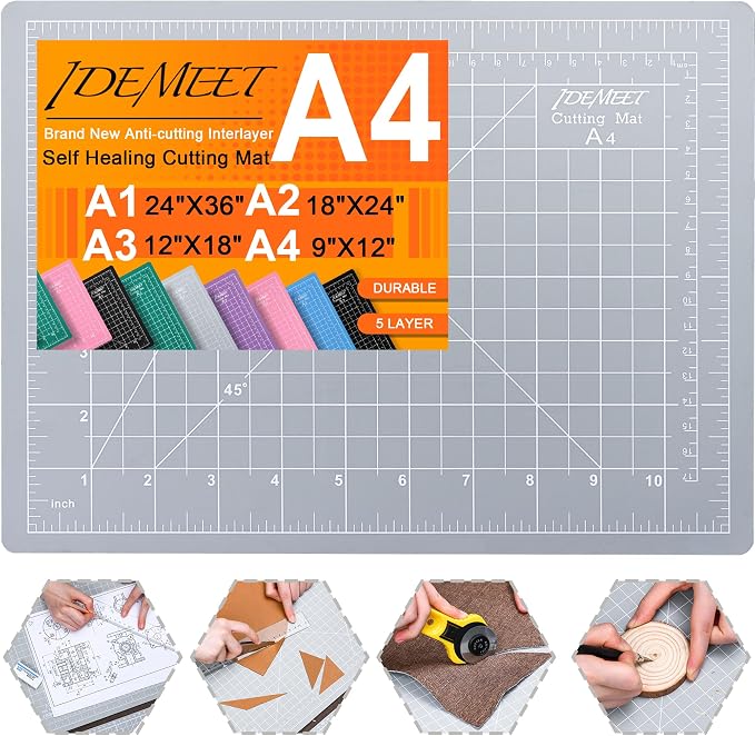 Density-upgraded 9"x12" Self Healing Cutting Mat, Idemeet Rotary Sewing Mat by IDEMEET
