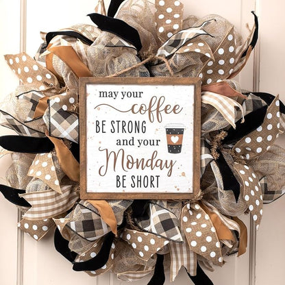 Burlap Ribbon Wired, Farmhouse Rustic White Dots Ribbon - Image 3