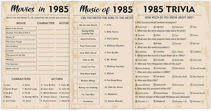 40th Birthday Party Games, Born in 1985 Games Bundle, Birthday Party Supplies by QUPT