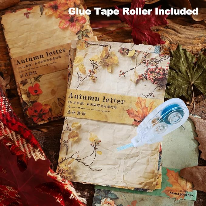 Autumn-Themed Vintage Scrapbook Paper Set, Scrapbooking, DIY Crafts, and Art - Image 3
