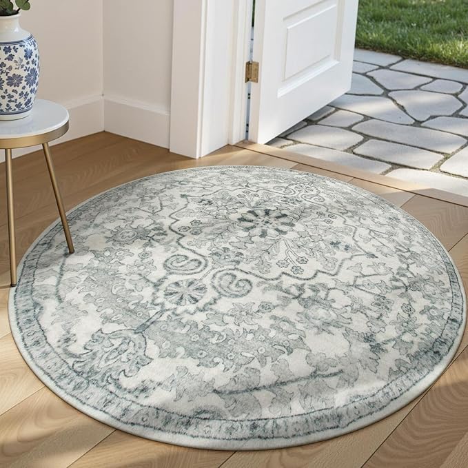Lahome Bohemian Round Area Rugs, Washable Small Round Rug 3ft Soft Non-Slip by Lahome