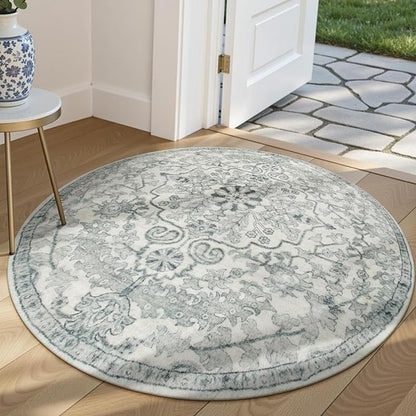 Lahome Bohemian Round Area Rugs, Washable Small Round Rug 3ft Soft Non-Slip by Lahome