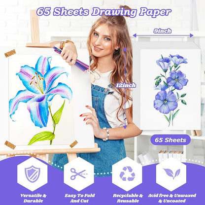 Drawing Paper, 65 Sheets Artist Sketching Drawing Easel Poster Paper Bulk - Image 2