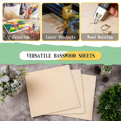12 Pack 12 x 12 x 1/4 Inch-6mm Thick Basswood Sheets - Image 3
