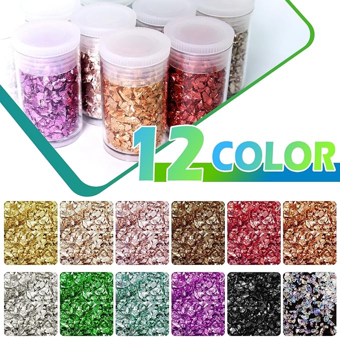 Matio 12 Colors Crushed Glass Irregular Glitter, 4.23oz/ 120g Crushed Broken - Image 4