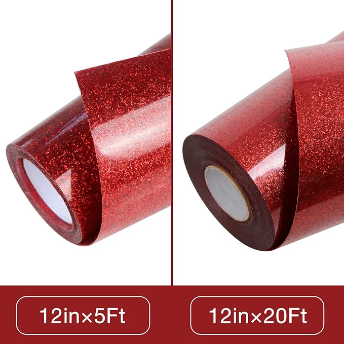 TORC Red Glitter HTV Heat Transfer Vinyl Roll 12 inch x 20 ft Iron on Vinyl - Image 3