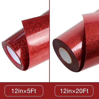 TORC Red Glitter HTV Heat Transfer Vinyl Roll 12 inch x 20 ft Iron on Vinyl - Image 3