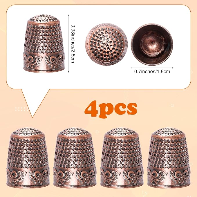 4Pack Thimbles for Hand Sewing, Sewing Thimble Hand-Working Sewing Thimble - Image 2
