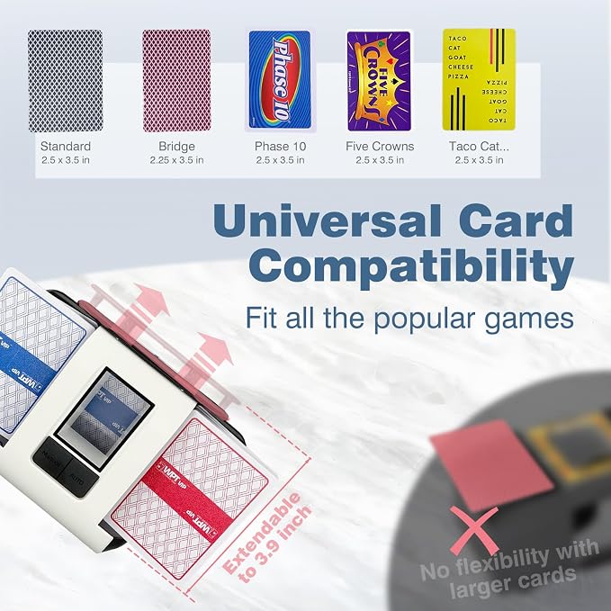 Rechargeable Automatic Card Shuffler, Auto & Manual Modes, 1-2 Deck Capacity - Image 3
