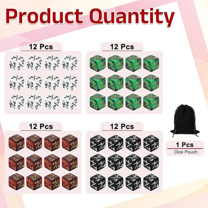 uxcell 48Pcs Magic Dice Counters, Acrylic D6 Life Token Dice Set - Image 3