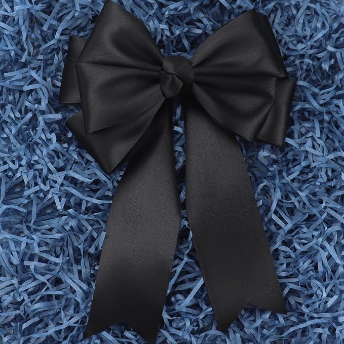 Black Solid Satin Ribbon 2 Inch 25 Yards Solid Polyester Fabric Ribbon - Image 5