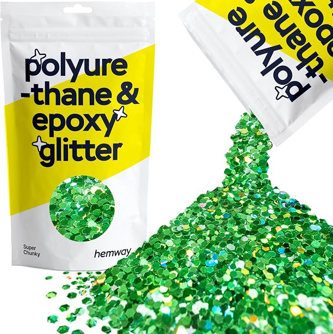 Hemway Glitter for Resin 100g Emerald Green Holographic Metallic Crystals for by Hemway