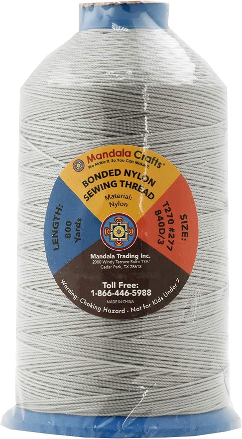 Mandala Crafts Bonded Nylon Thread Gray Heavy Duty Sewing Threads - Image 2