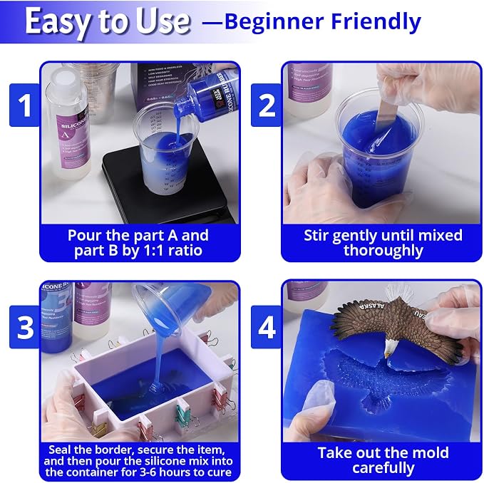 LET'S RESIN Silicone Molds Making Kit 30A, Liquid Silicone Rubber Mixing Ratio - Image 7