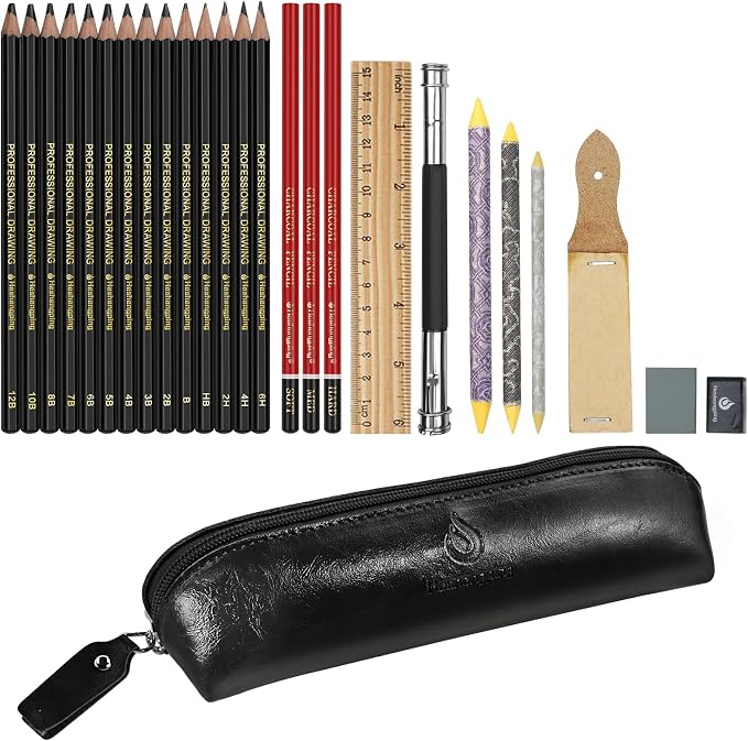 Heshengping, Sketching and Drawing Pencils Set-26pcs, Art Supplies Drawing Kit by Heshengping