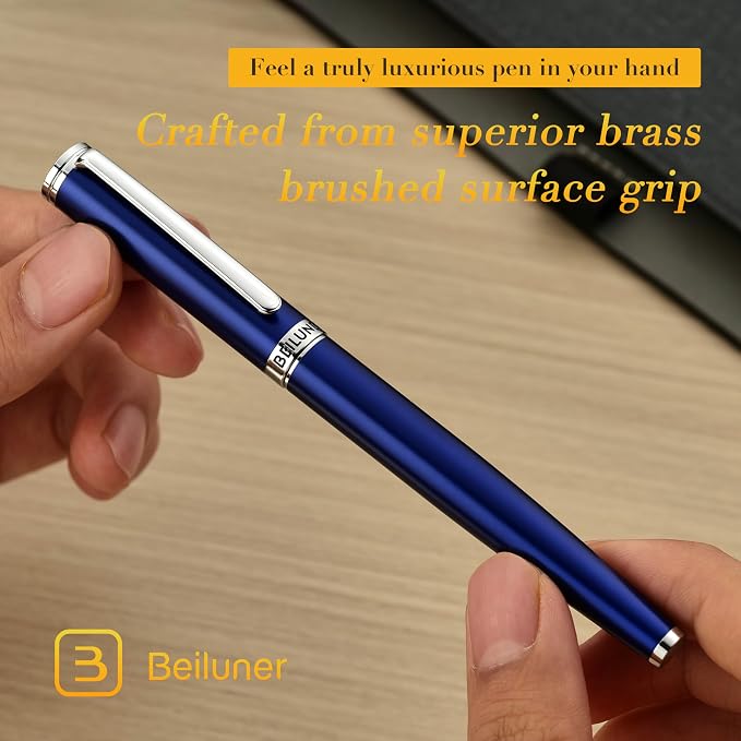 BEILUNER Luxury Fountain Pen Set, Solid 24K Gilded Fine Nib, Modern Classic - Image 6