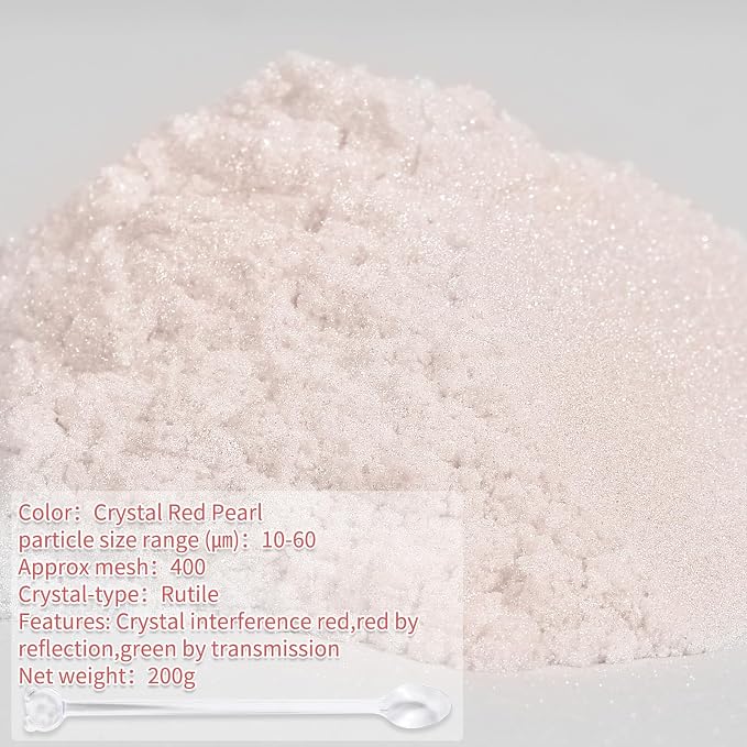 Mica Powder, 7.05OZ（200g）, Crystal Red Pearl Mica Powder Pigment - Image 2