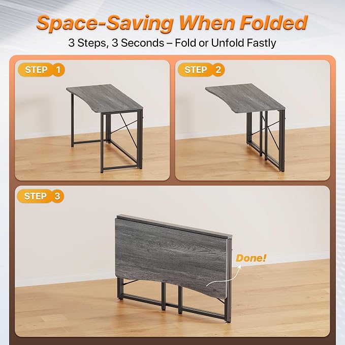 Huuger Folding Desk for Small Spaces, 39.3 Inch Foldable Computer Table - Image 7