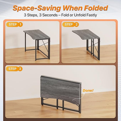 Huuger Folding Desk for Small Spaces, 39.3 Inch Foldable Computer Table - Image 7