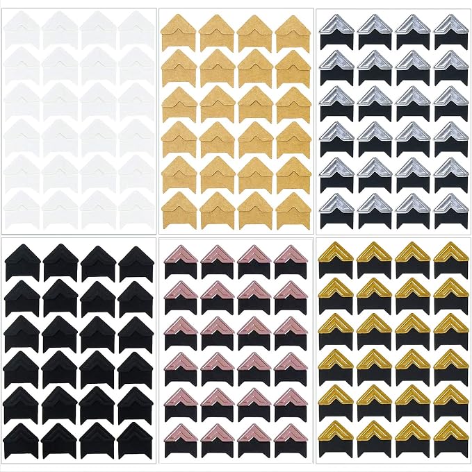 DERAYEE 12 Sheets Photo Corner Stickers, 6 Colors Self Adhesive Photo Mounting by WelcometotheDERAYEE