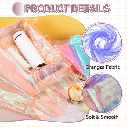 MECCANIXITY Iridescent Sheer Organza Fabric, 2 Yards x 59 Inches Solid Laser - Image 3