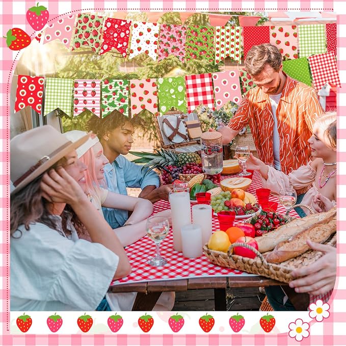 Ganeen 60 Pcs 10 x 10 Inch Strawberry Quilting Fabric Squares Multicolor - Image 4
