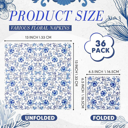 Crtiin 36 Pack 9 Styles Decoupage Napkins Assorted Floral Decorative Decoupage - Image 2