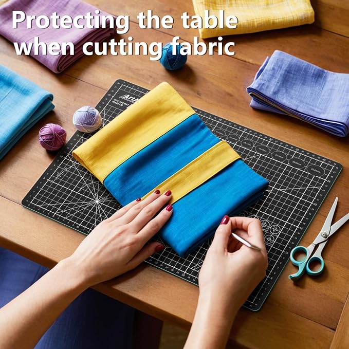 ArtAt Self Healing Cutting Mat: 12inch x 18inch Double Sided 5-Ply Fabric - Image 2