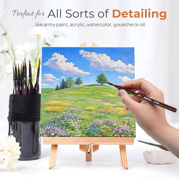 Nicpro 15 PCS Micro Fine Detail Paint Brush Set, Small Miniature Fine Tip - Image 3