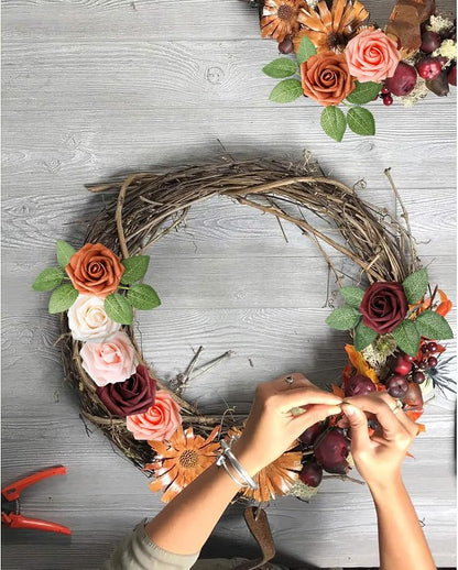 AmyHomie Artificial Flower Shades of Burgundy Rose 25pcs Real Looking Fake - Image 4