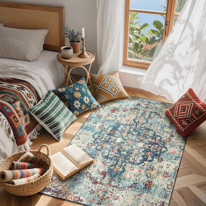 Lahome Bohemian Floral Medallion Area Rug - Image 2