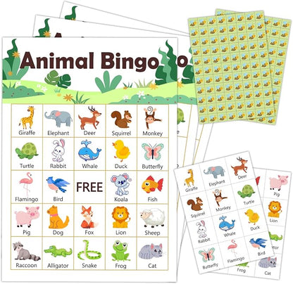 Jungle Animal Party Bingo Game Cards, Gender Reveal Themed Bingo Card by mermermu