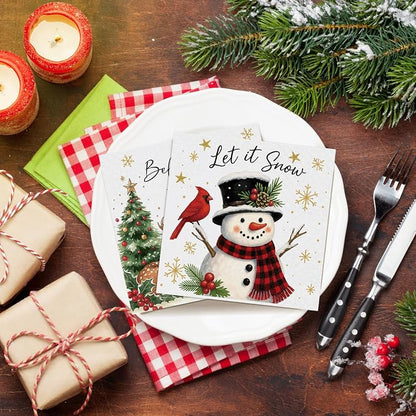 Janlaugh 200 Pcs Christmas Paper Cocktail Napkins Disposable 2 Ply Xmas Style - Image 5