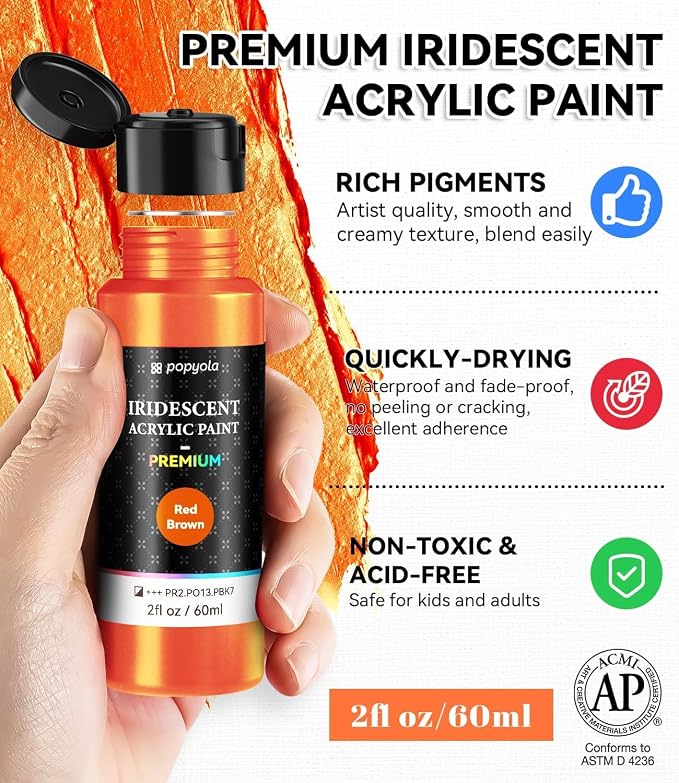40 PCS Iridescent Acrylic Paint Set - Image 7