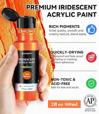40 PCS Iridescent Acrylic Paint Set - Image 7