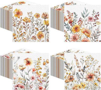 Fulmoon 200 Pieces Fall Floral Cocktail Napkins Disposable Thanksgiving Day by Fulmoon