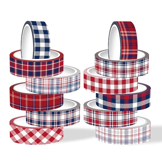 12 Rolls Basic Grid Washi Tape Set by Unknown