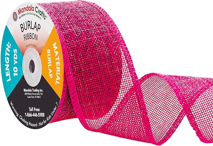 Mandala Crafts Hot Pink Burlap Ribbon 2 Inches Wide Jute Ribbons by MandalaCrafts