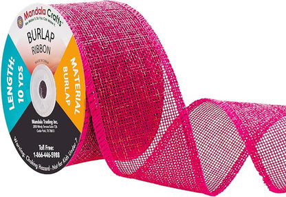 Mandala Crafts Hot Pink Burlap Ribbon 2 Inches Wide Jute Ribbons by MandalaCrafts
