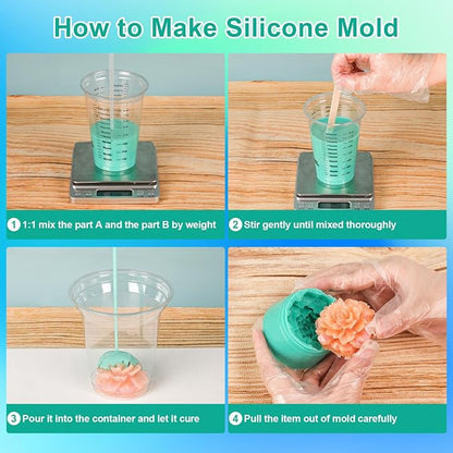 38 oz Liquid Silicone Mold Kit, 15A Rubber, 1:1 Volume Ratio, Jade Green - Image 4