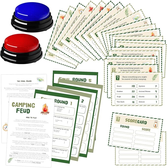 30 Pcs Camping Friendly Feud Game Set Camping Party Game Trivia Quiz by Humyoun