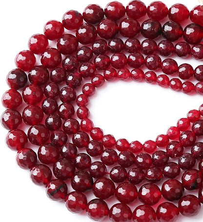 90pcs 4mm Faceted Red Jade Gemstone Beads Natural Stone Round Loose Spacer Beads - Image 3