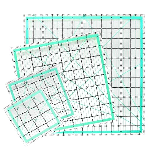 MANUFORE 4pcs Square Quilting Ruler Sewing Acrylic Ruler Anti-Slip Metric Ruler by MANUFORE