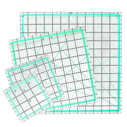 MANUFORE 4pcs Square Quilting Ruler Sewing Acrylic Ruler Anti-Slip Metric Ruler by MANUFORE