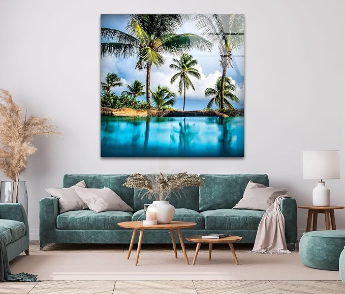 My Photostation.com 28Wx18H'' Island & Blue Sea Glass Wall ArtTempered Glass - Image 7