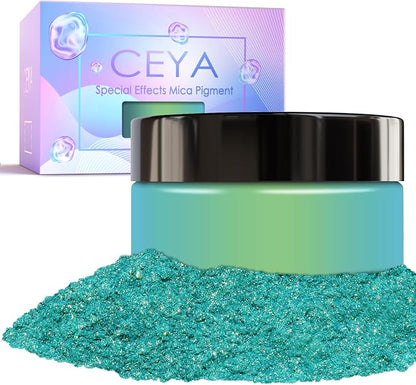 Ceya Highly Chameleon Mica Pigment, 1.8oz/ 50g Aurora Green Chrome Powder by CEYA